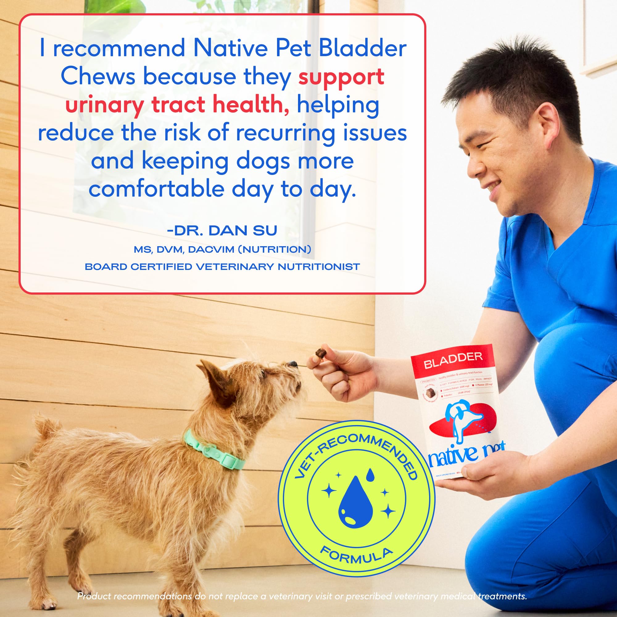 Native Pet Dog UTI Treatment - Cranberry, D-Mannose & Probiotics for Urinary Health | 30 Chews
