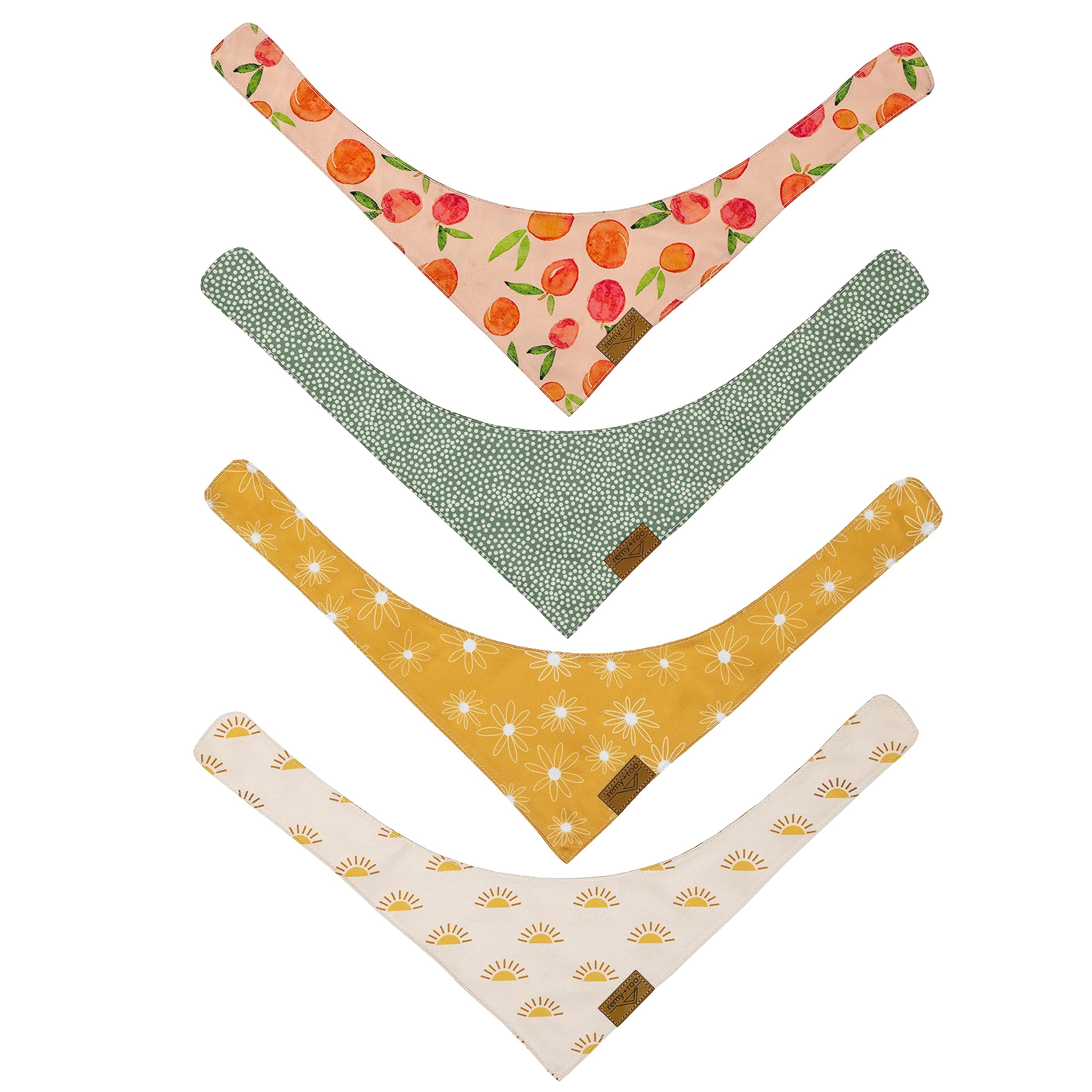 Remy+Roo Small Spring Dog Bandanas - 4 Pack Katherine Set | Premium Durable Adjustable Polyester Fabric Dog Scarfs | Patented Shape Girl Dog Bandana, Trendy Patterns, Floral Dog Bandana