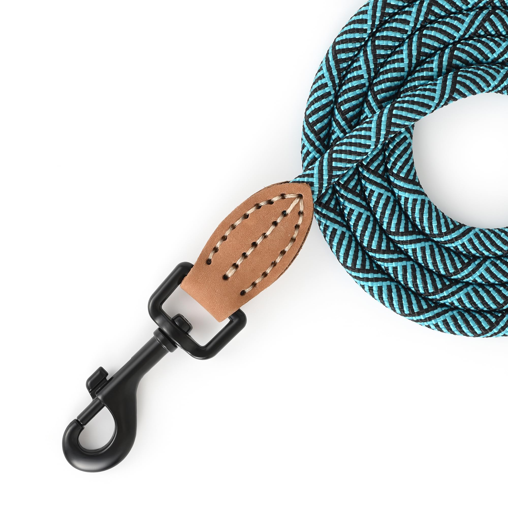 Mile High Life Small Dog Leash, Thin Rope Leash with Genuine Leather Connection and Heavy Duty Metal Clasp, Great for Small Medium Dogs(Green,48 Inch-1/3)