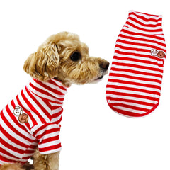 IMDOUBLEDOU turtleneck dog shirt red striped front view shows stylish fit and warmth