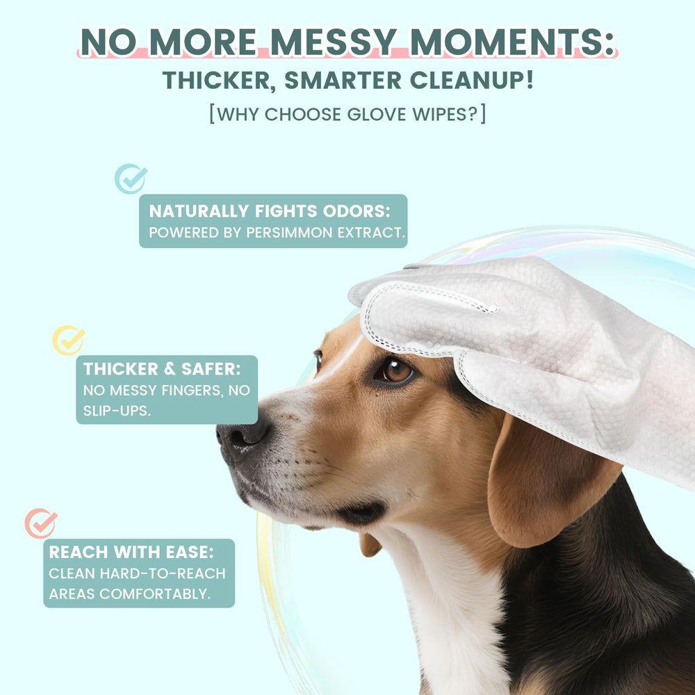 IMMHABI glove wipes dog face use shows gentle facial cleaning for pets.