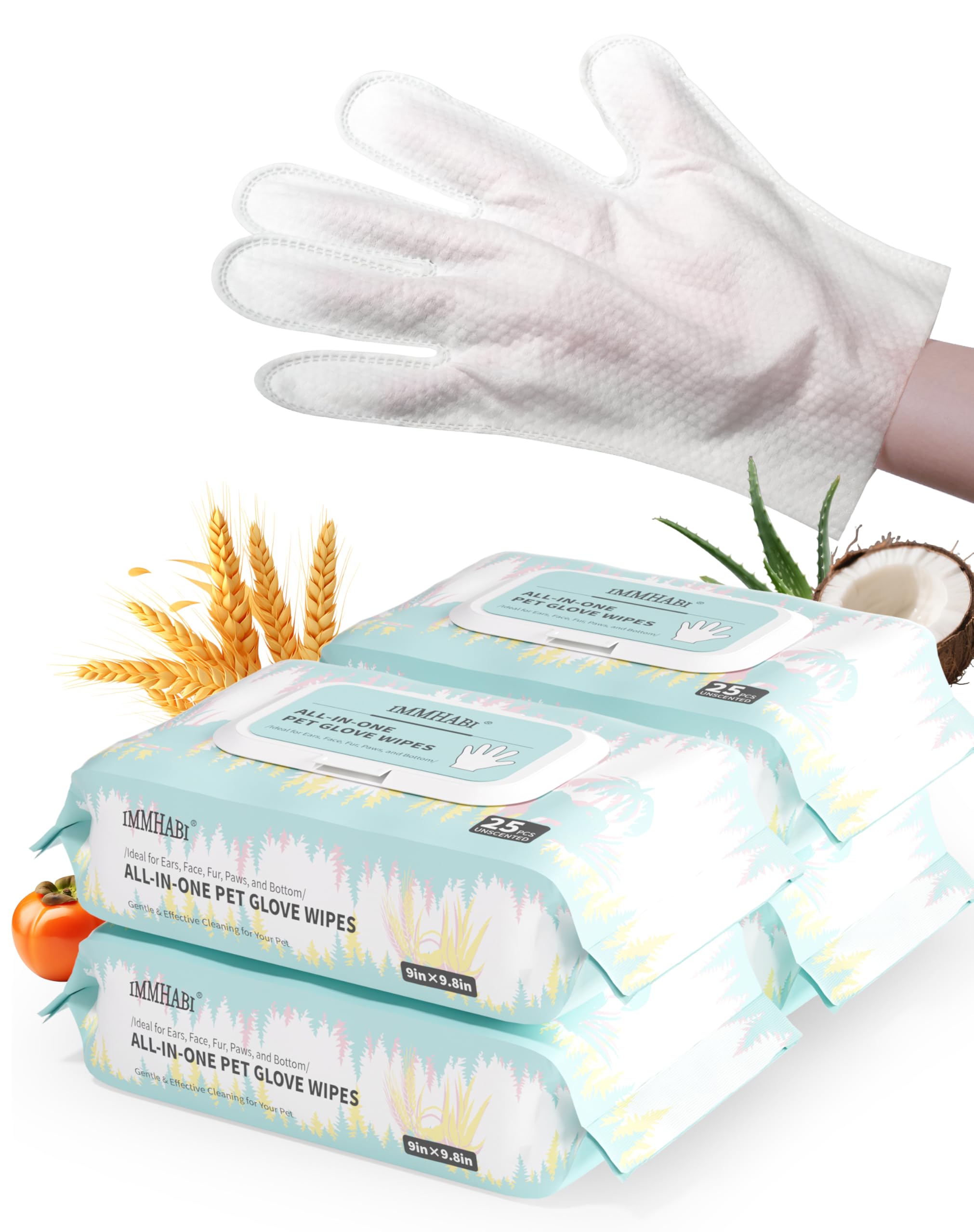 IMMHABI glove wipes pack closeup demonstrates quick post-walk cleaning for a fresh coat.