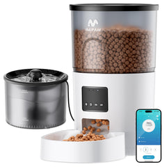 IMIPAW 5G WiFi cat feeder front view highlights programmable portions for scheduled meals