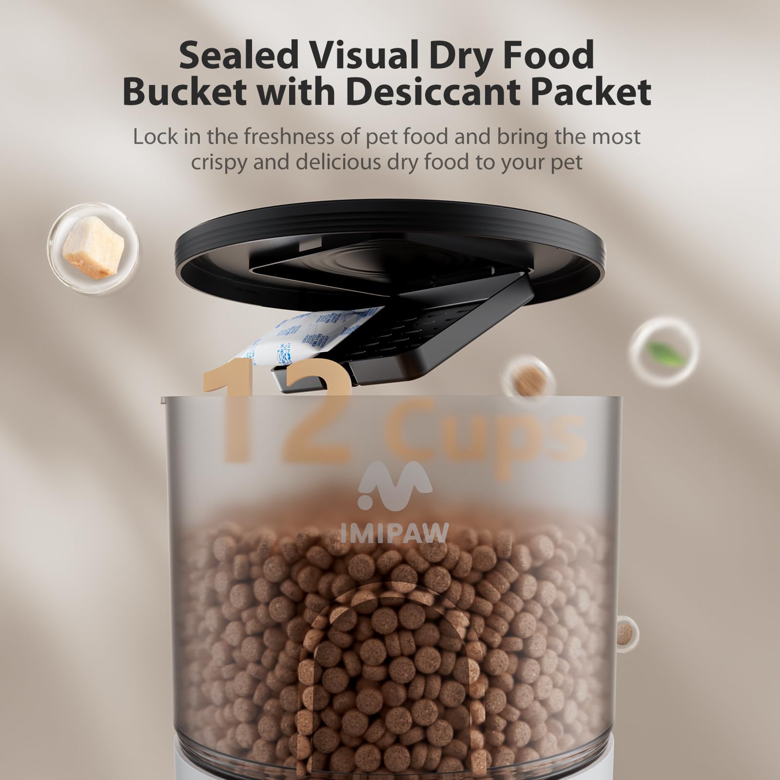 IMIPAW portion-dispense mechanism delivers consistent servings for daily routines