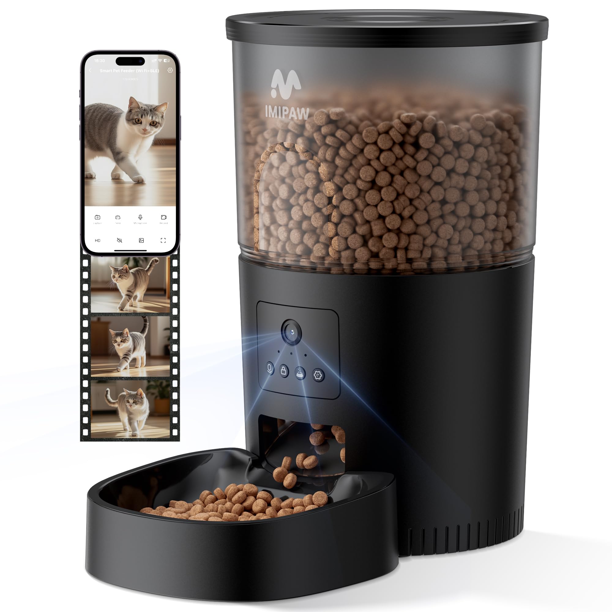 IMIPAW feeder camera front view showcases remote monitoring for busy pet parents.