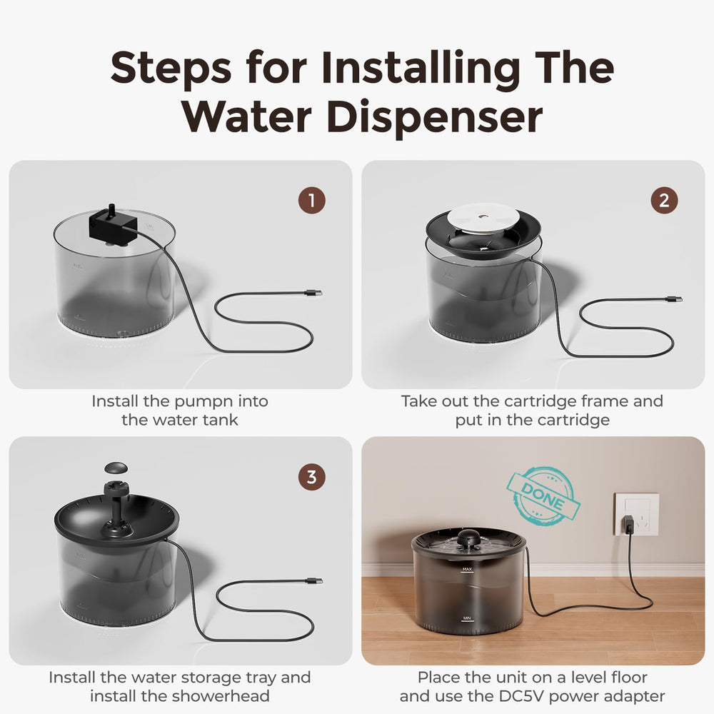 IMIPAW fountain and sprinkler modes invite pets to drink more.