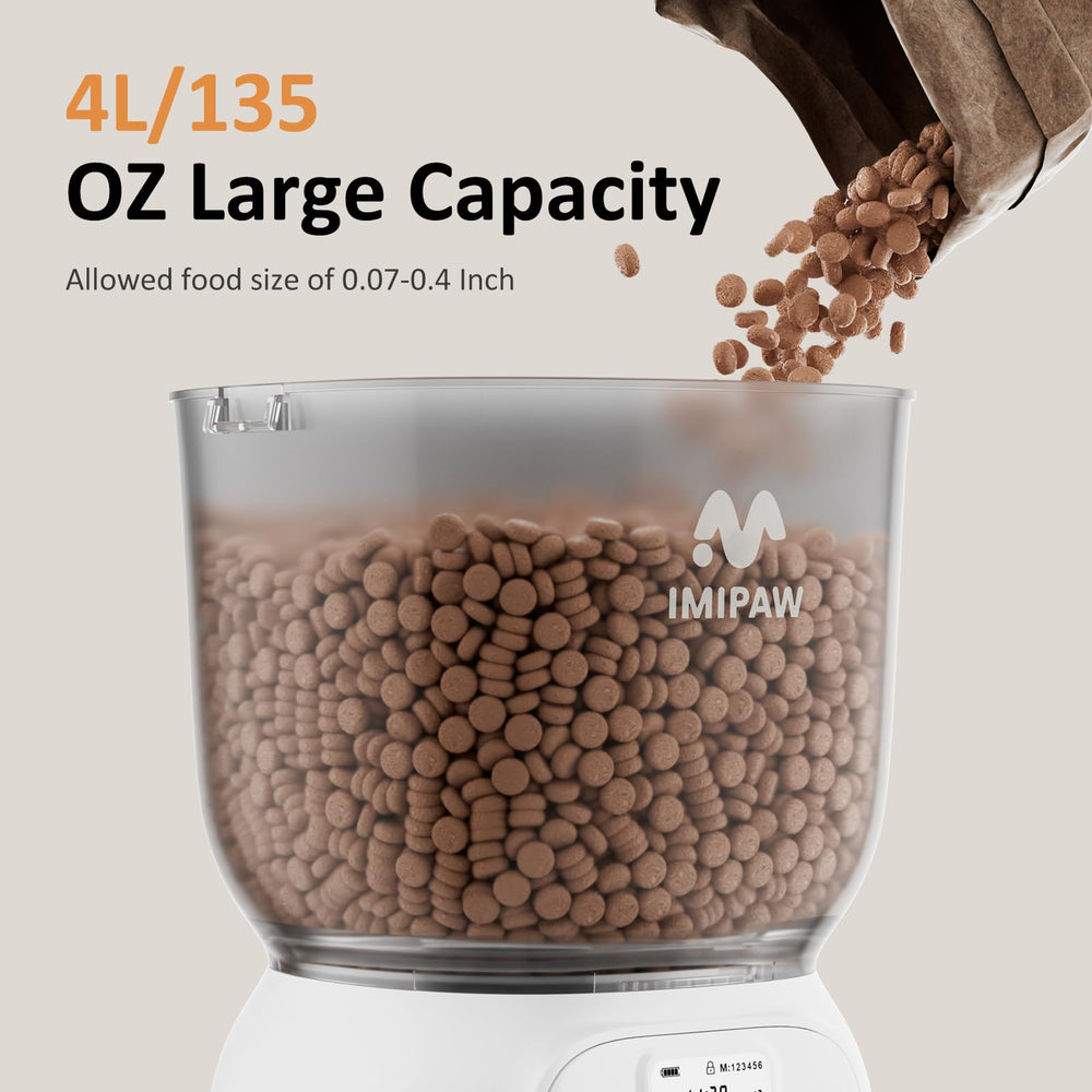 IMIPAW PET 4L capacity holds up to 16 cups of dry kibble.