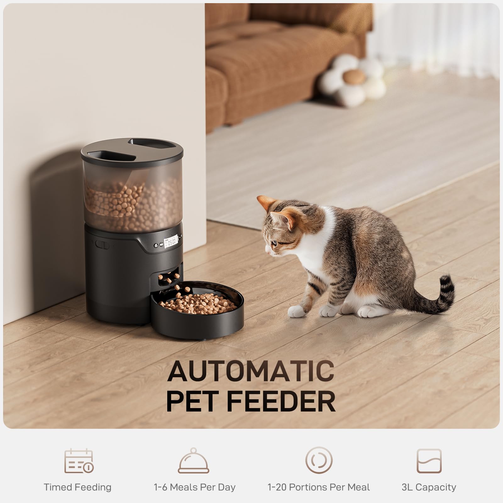 IMIPAW PET Automatic Cat Feeder non-slip base for stable use