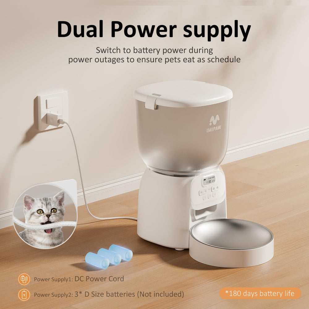 IMIPAW PET feeder open lid shows easy refill access