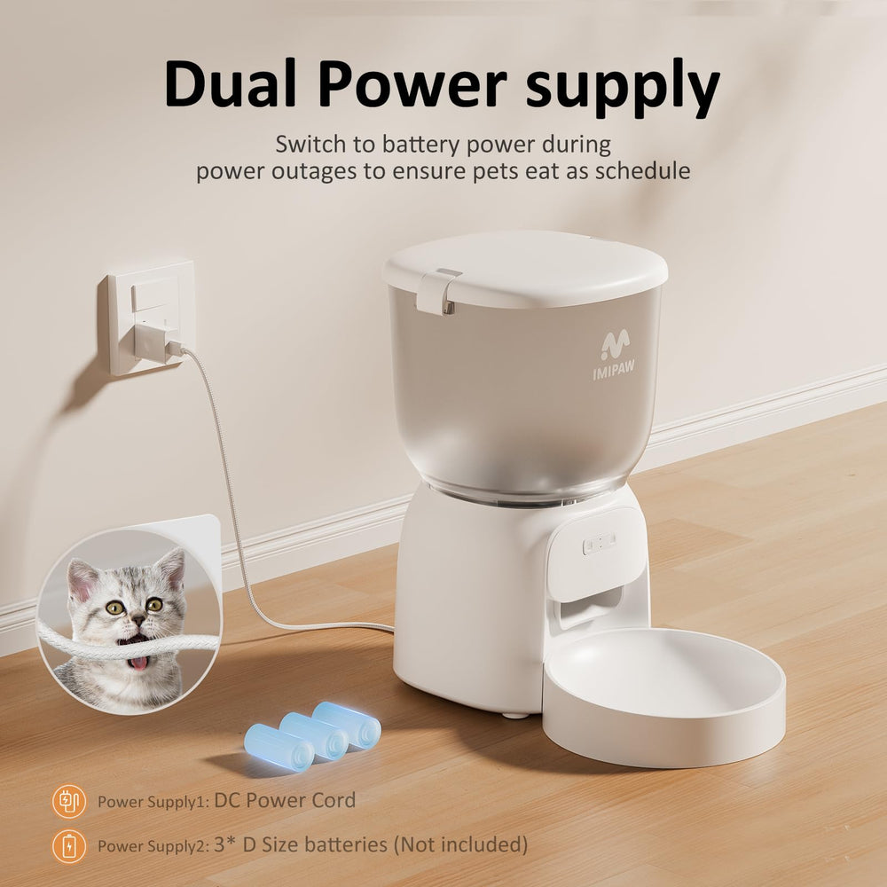 IMIPAW PET Timed Feeding Dispenser image emphasizes 1 to 10 meals per day flexibility.