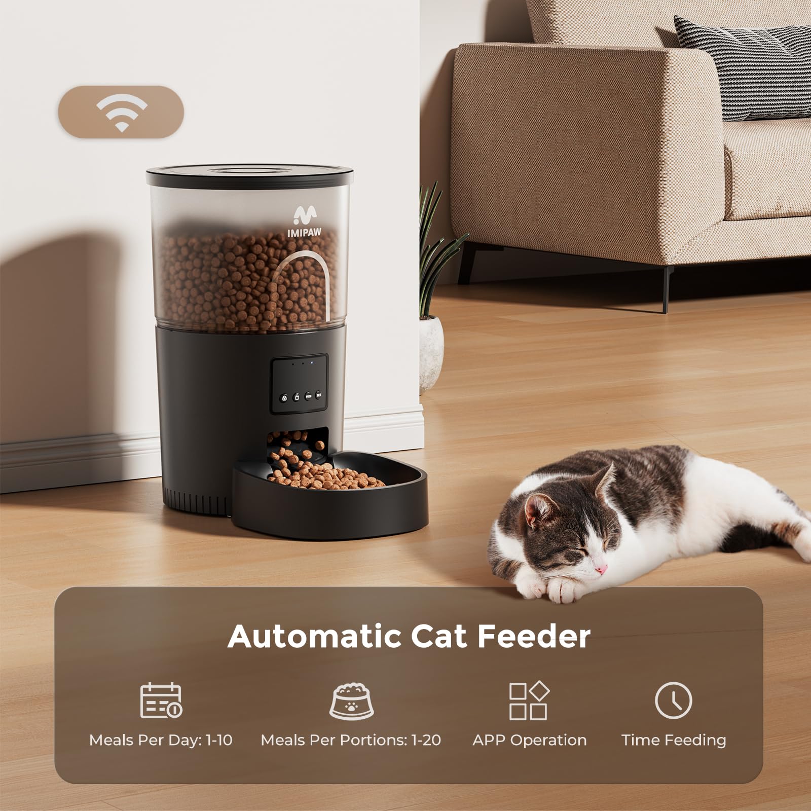 IMIPAW safety latch prevents curious cats from prying open the feeder.