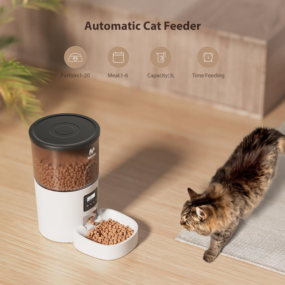 IMIPAW cat feeder with secure lid for spill-free feeding