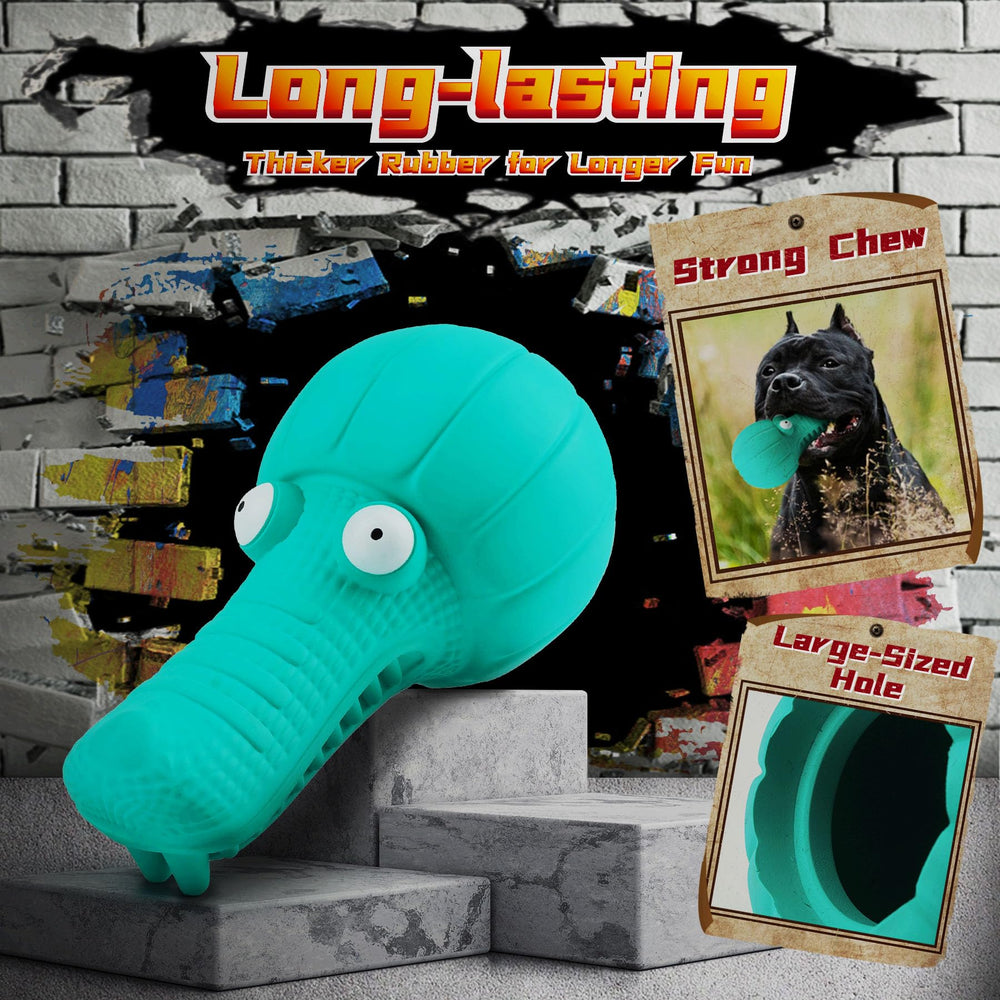 IMMADBUNY crocodile-shaped treat toy designed for interactive chewing and flavor appeal.