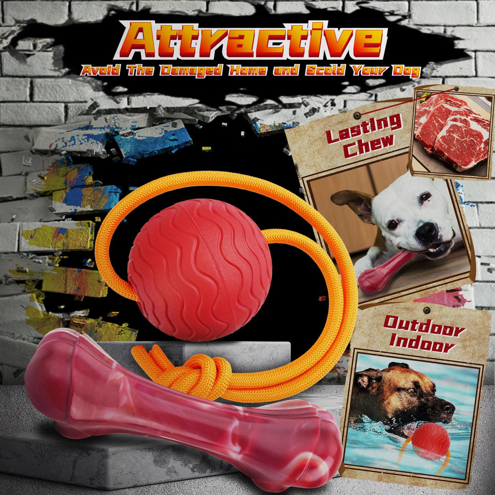 IMMADBUNY tug ball rope toy for interactive tug-of-war and durable chewing.