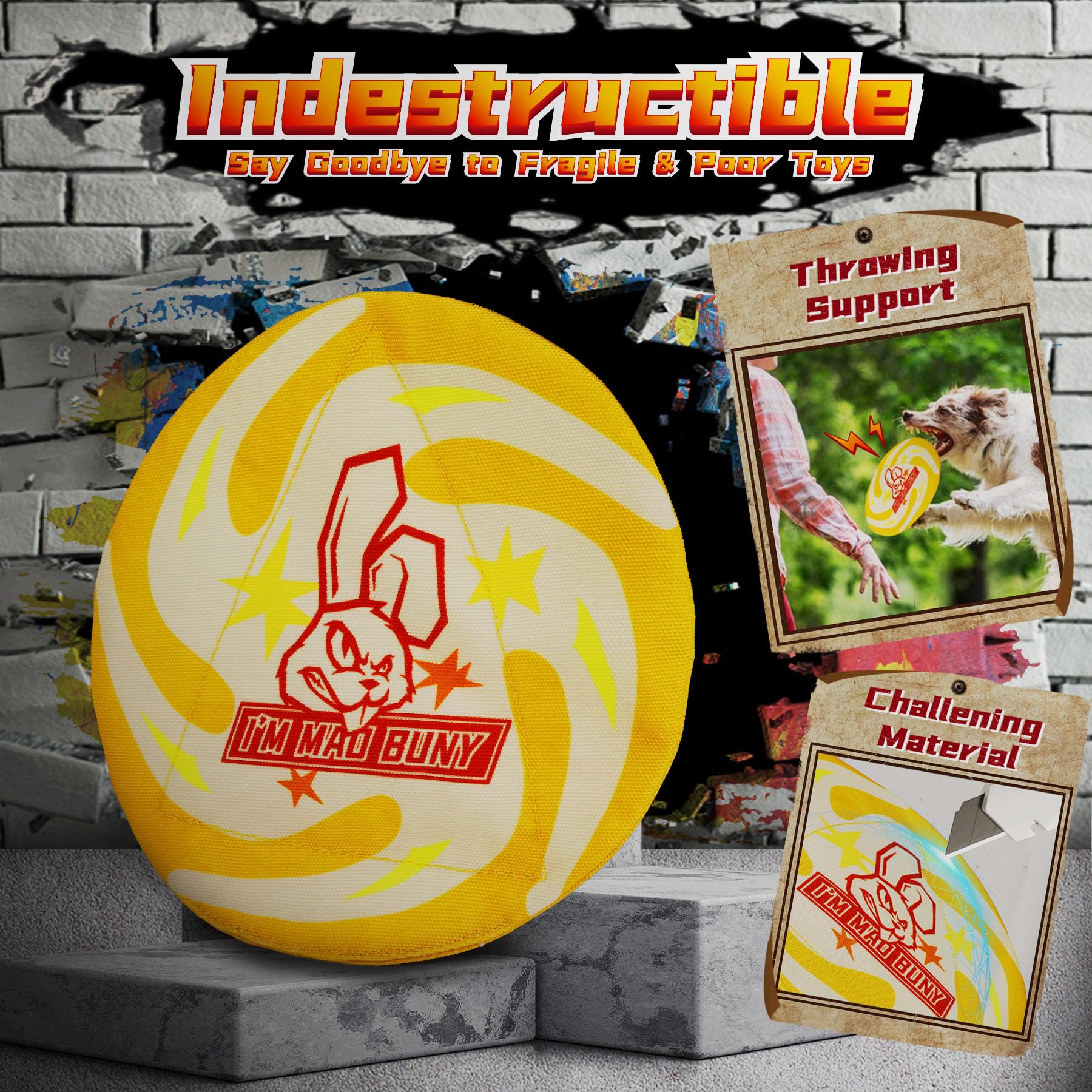 IMMADBUNY yellow ball toy for high visibility and engaging toss-and-fetch play.