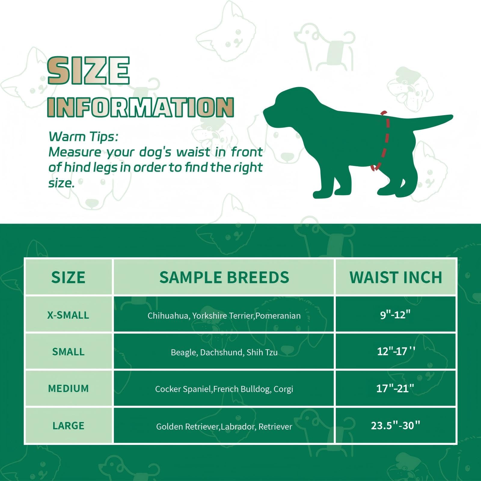 IMMCUTE large dog diapers wraps breathable ultra-thin fabric keeps dogs comfortable in heat
