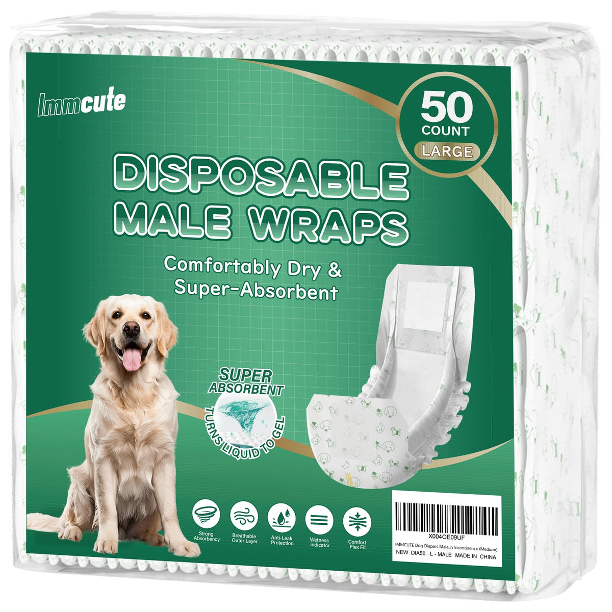 IMMCUTE large dog diapers wraps wide coverage offer secure fit for active dogs