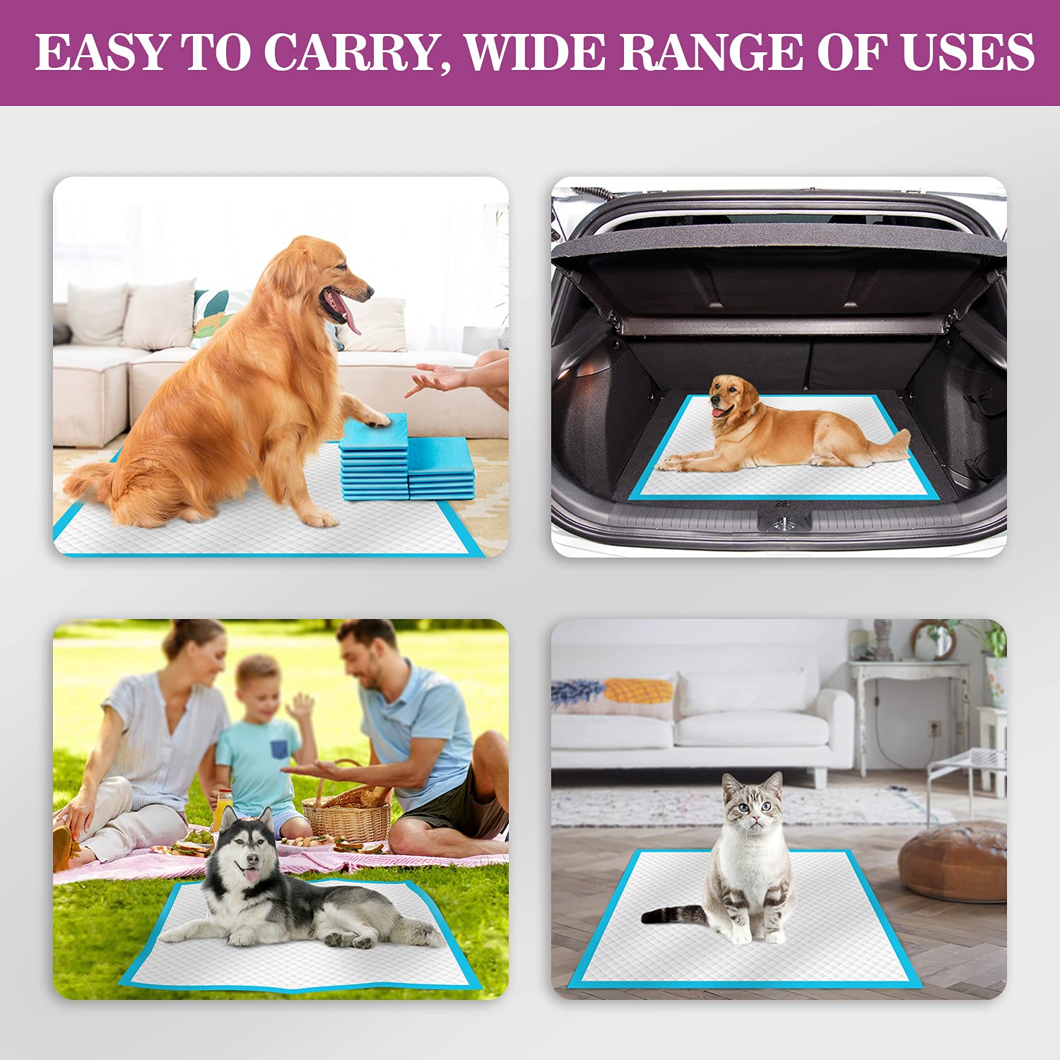 IMMCUTE travel-friendly pad usable on lawns or car trips.
