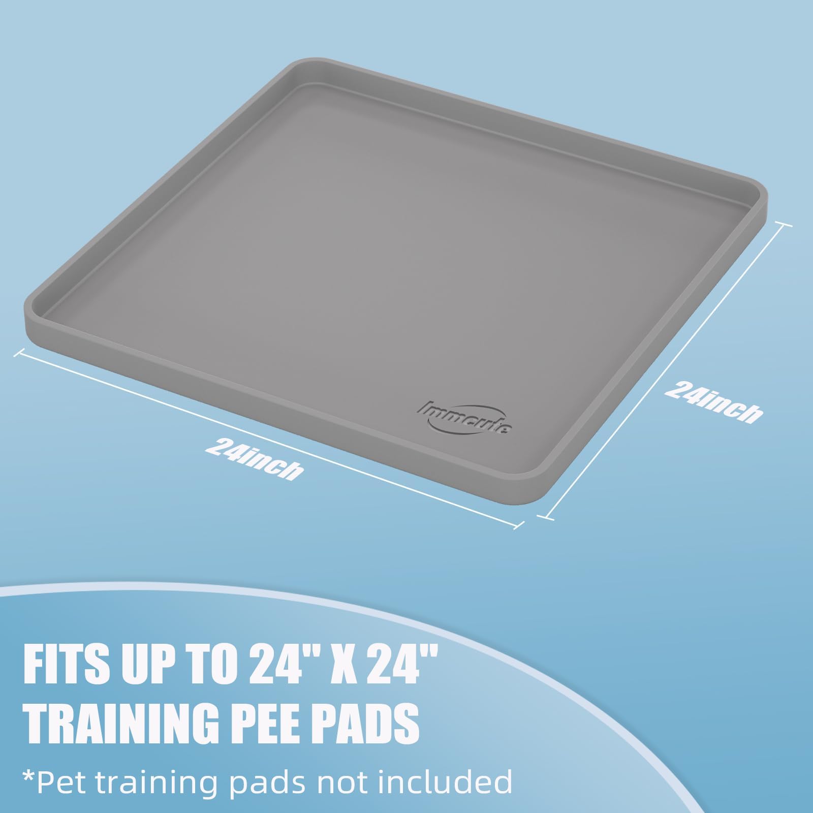 IMMCUTE high-edge pee pad tray contains spills to protect floors
