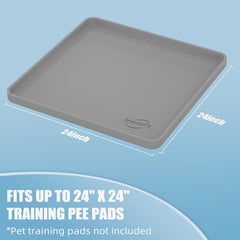 IMMCUTE high-edge pee pad tray contains spills to protect floors