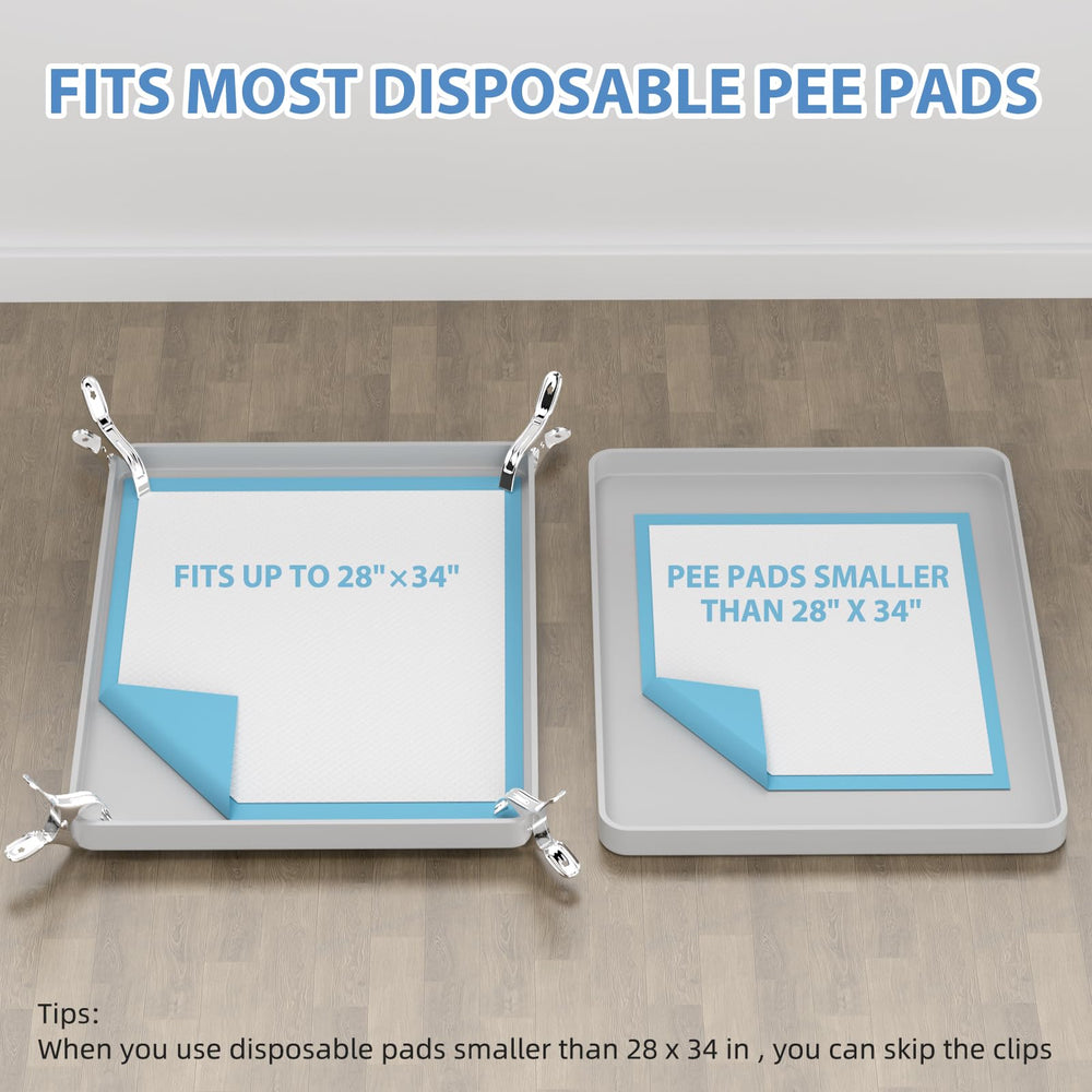 IMMCUTE pee pad holder doubles as pet food mat or crate liner