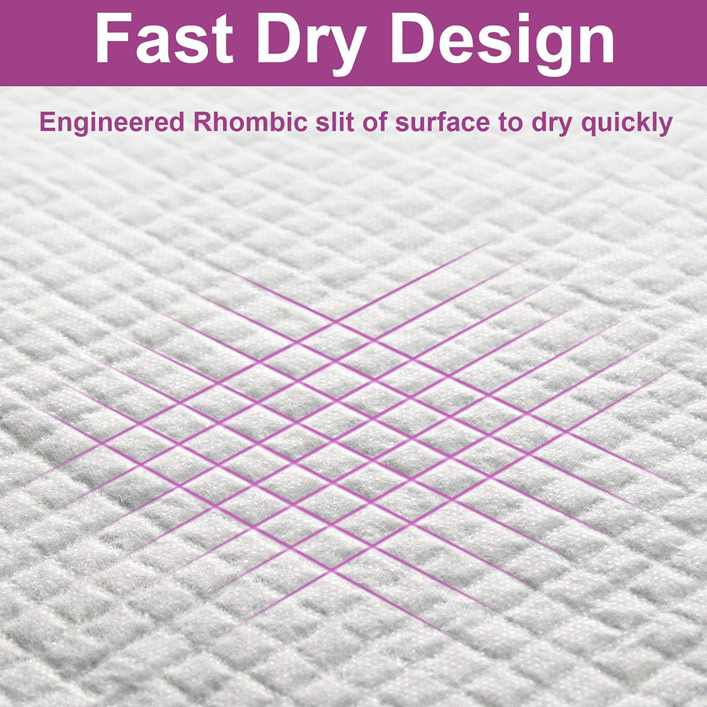 IMMCUTE quick-dry technology turns liquid into gel to reduce tracking.