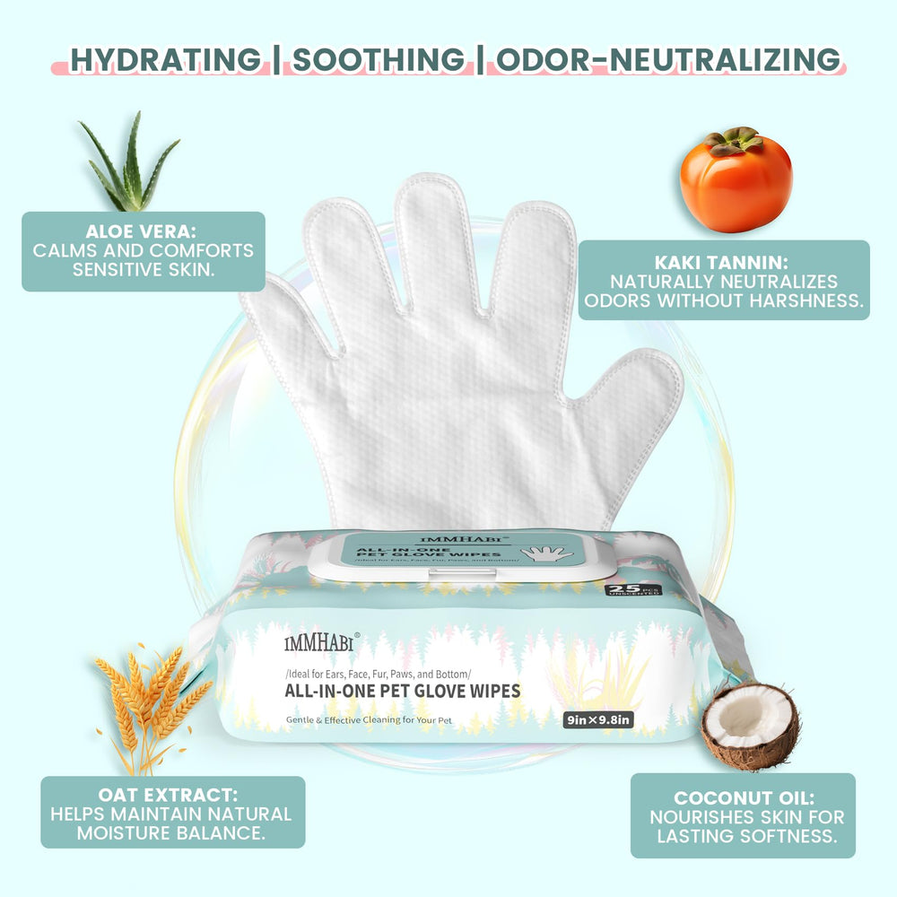 IMMHABI pet glove wipes bottom-area cleaning for mess-free bum hygiene