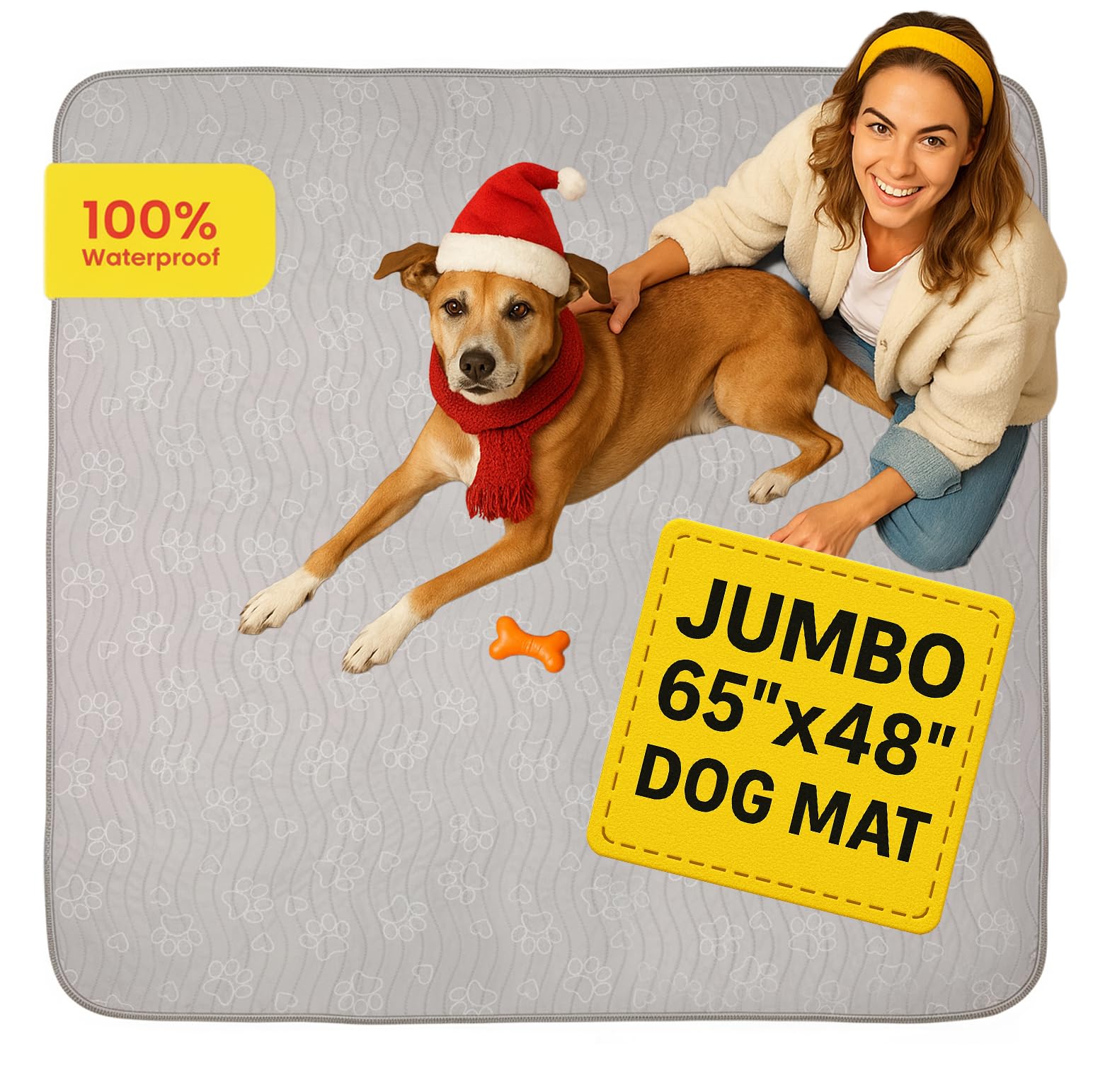 IMPROVIA extra-large dog mat wide shot for ample playpen coverage and easy setup.