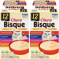INABA Churu Bisque tuna-chicken variety pouch as a side dish for cats