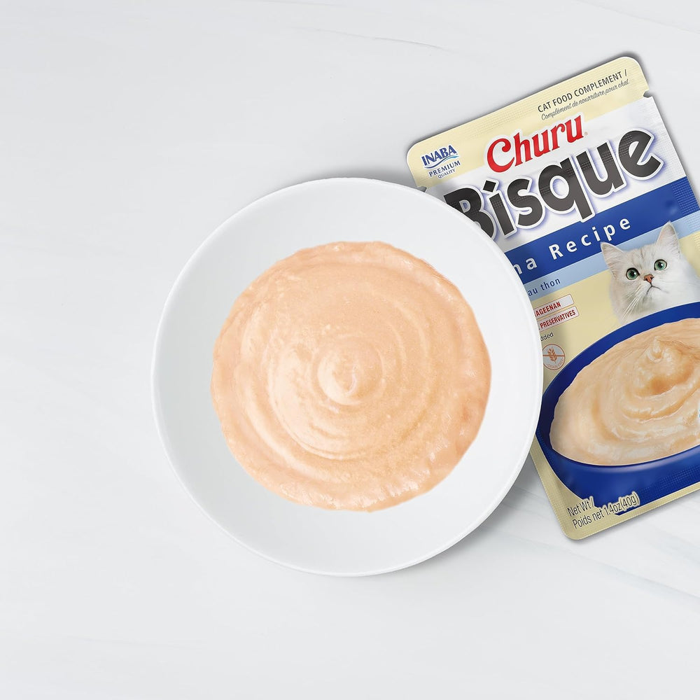 INABA Churu Bisque pouch highlighting Vitamin E for immune support