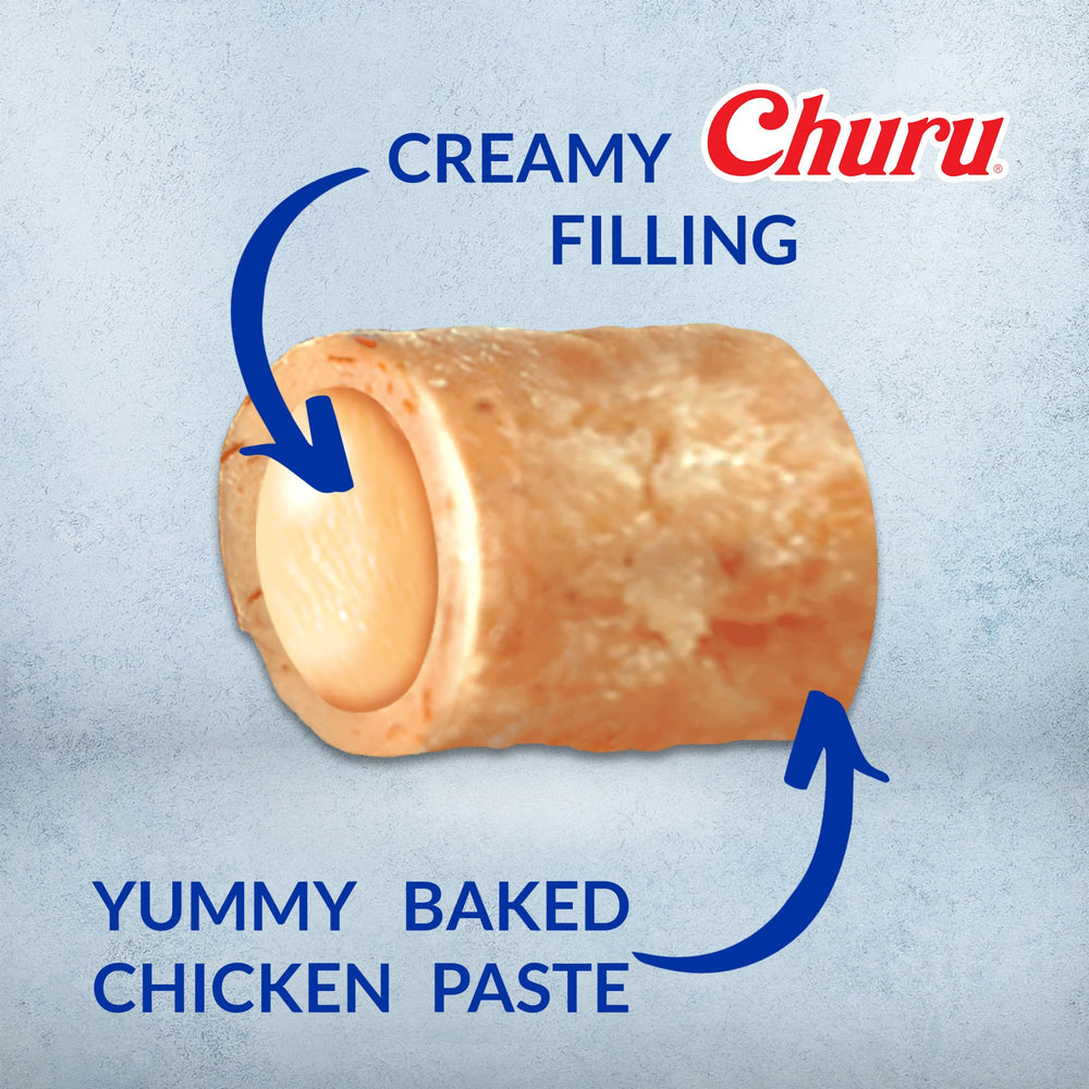 INABA Churu Bites chicken and cheese flavor tube variety box.