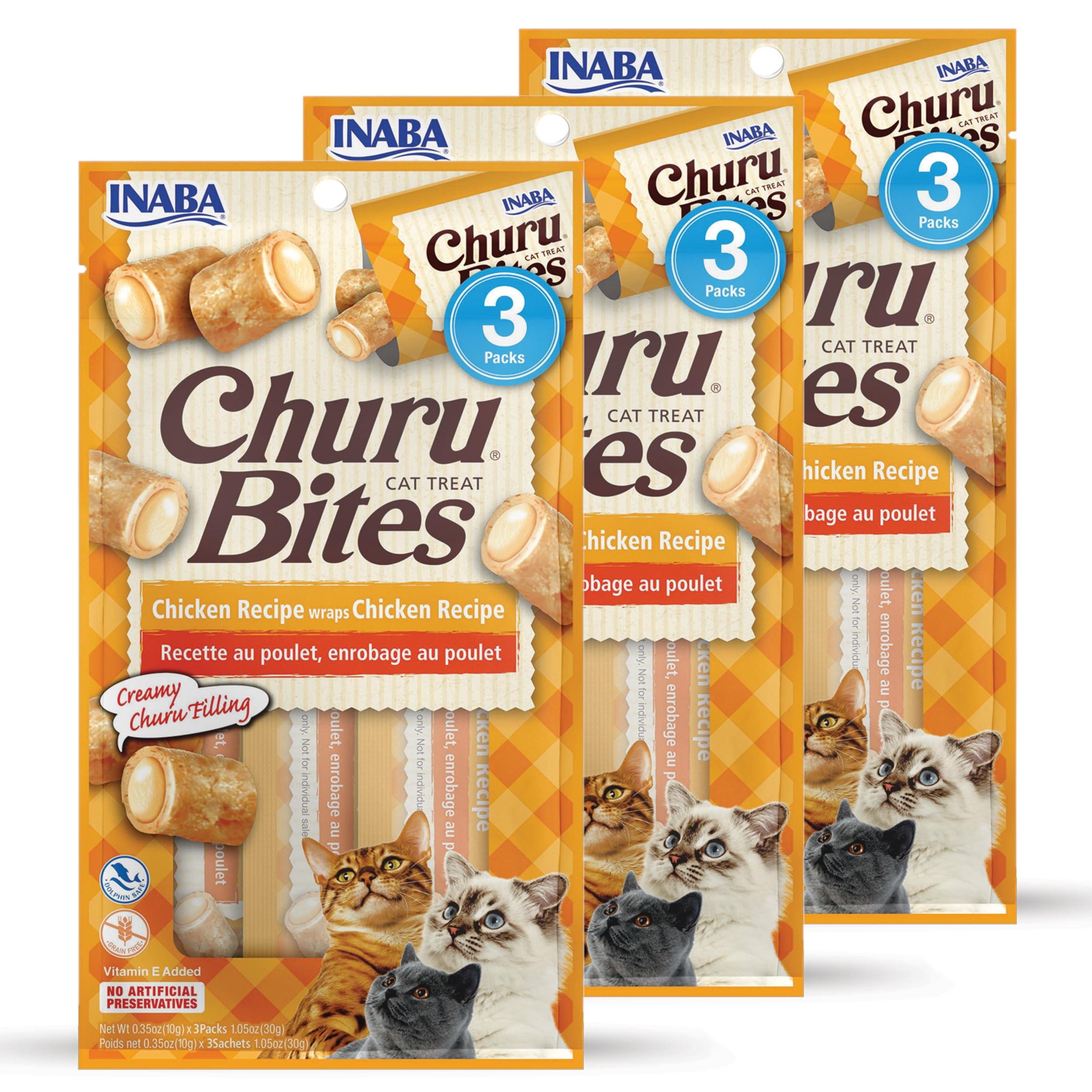 INABA Churu Bites tubes packaging for easy, mess-free cat treats.