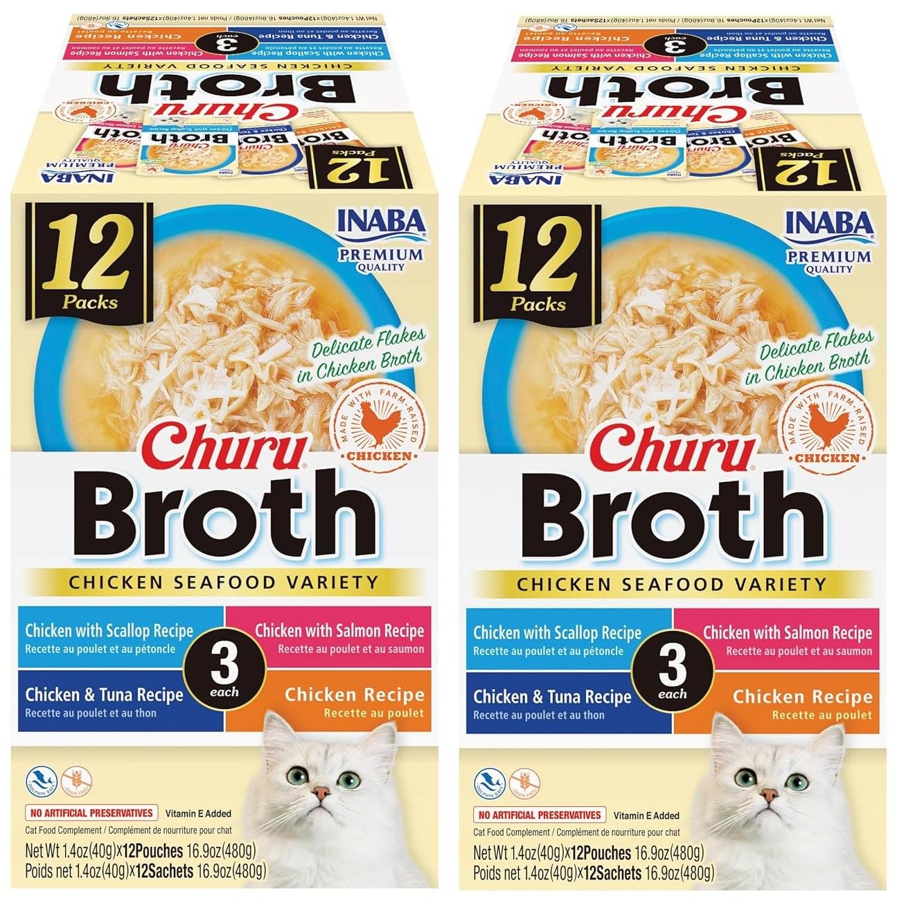 INABA Churu broth chicken-tuna pouch ready to add hydration and flavor to meals.