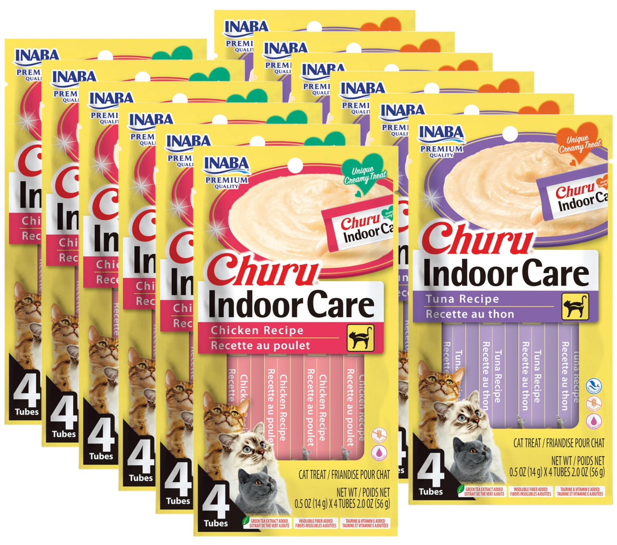 INABA Churu cat treat front pack image highlighting indoor care and high moisture