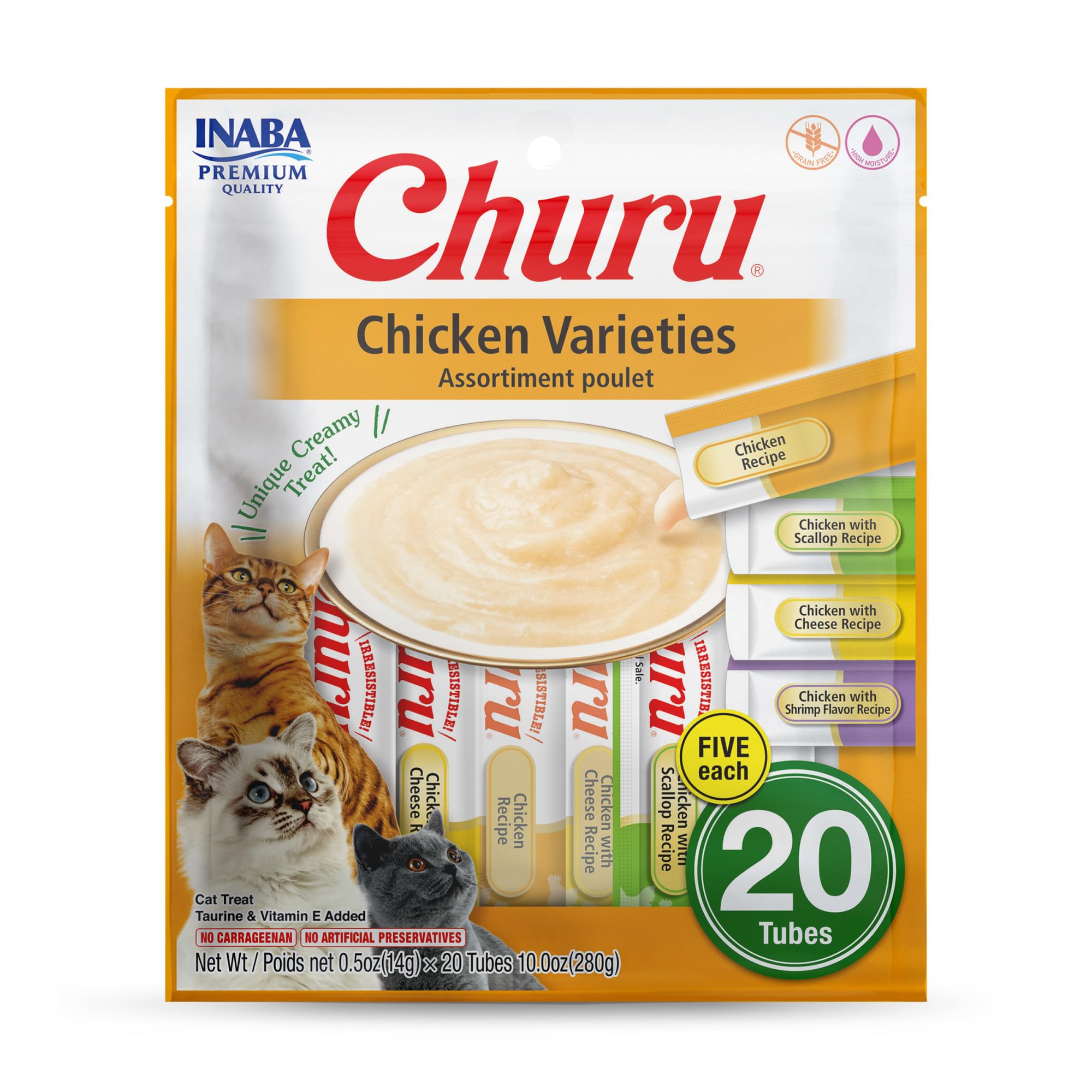 INABA Churu chicken-variety packaging shows product details and branding