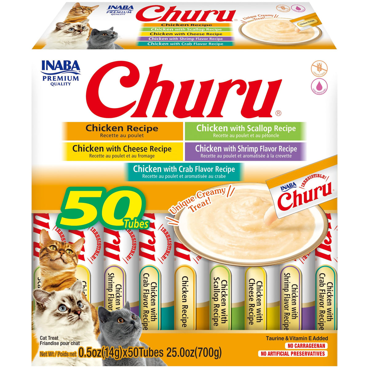 INABA Churu chicken variety tube close-up showing creamy texture and high moisture