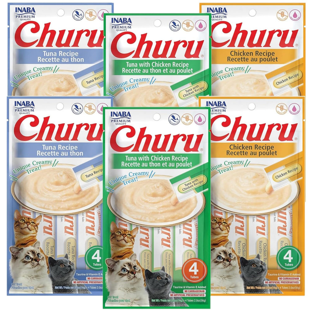 INABA Churu lickable purée 24-tube pack shown for convenient cat treats