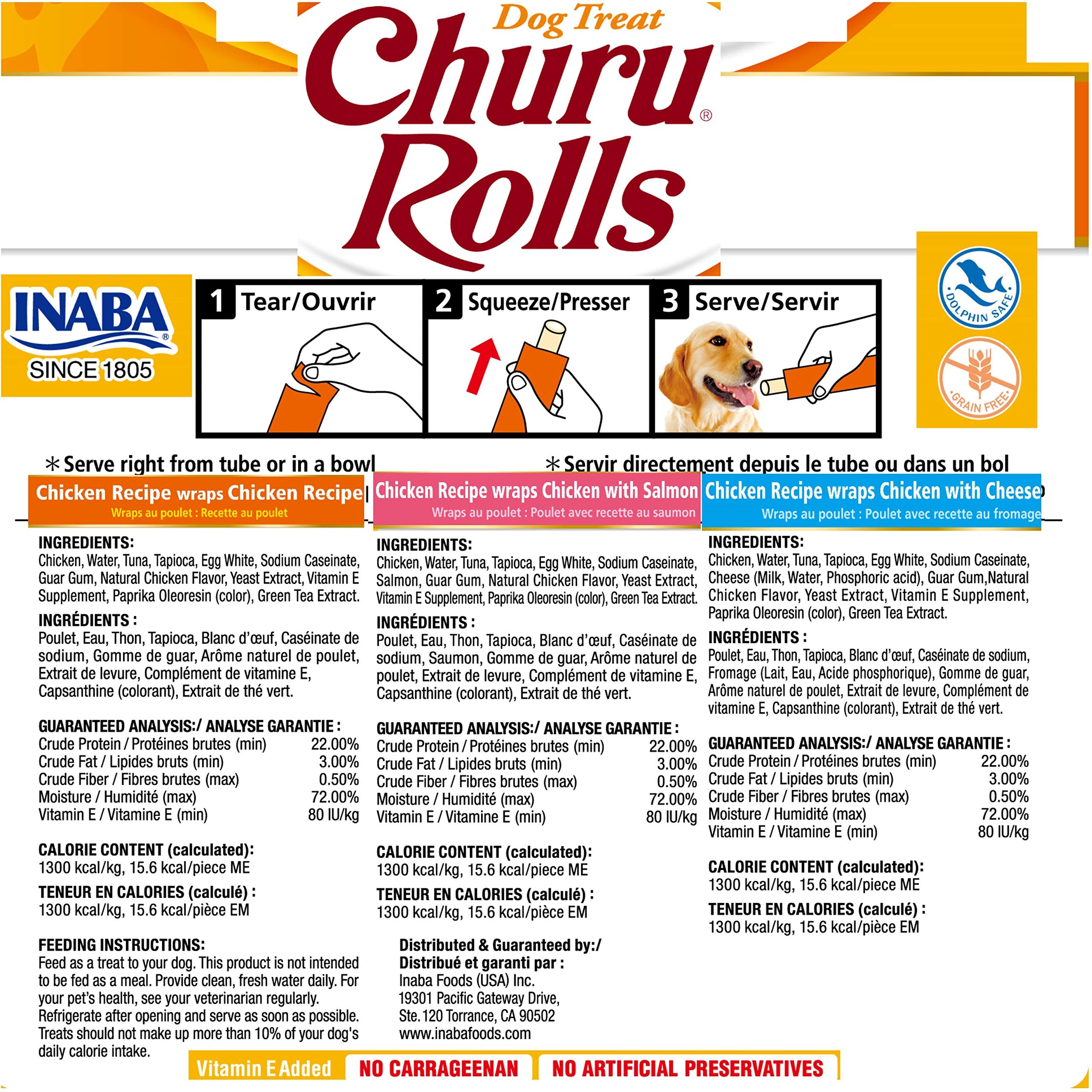 INABA Churu Rolls soft-chewy texture, easy rewards.