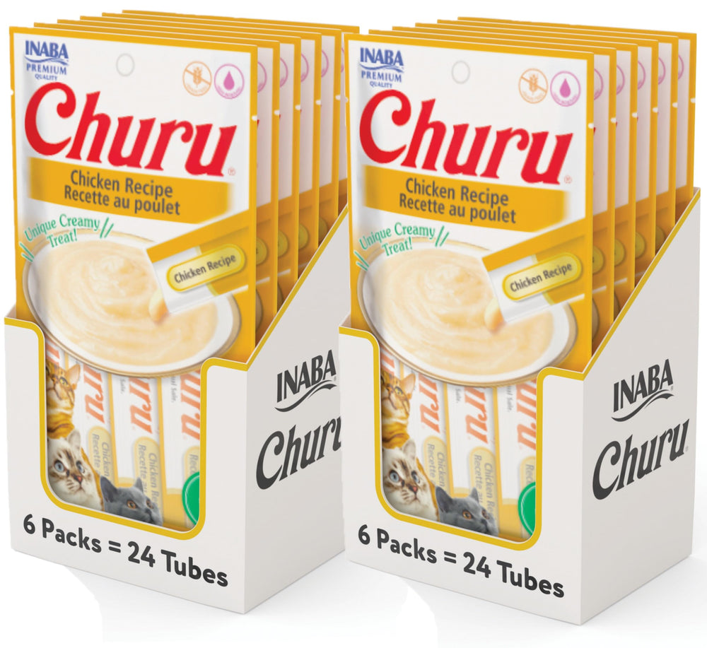 INABA Churu tube closeup with creamy purée for easy feeding