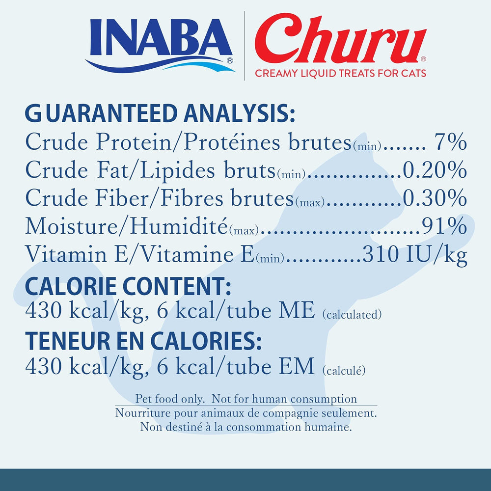 INABA Churu tuna-chicken tubes close-up showing creamy texture and ingredients
