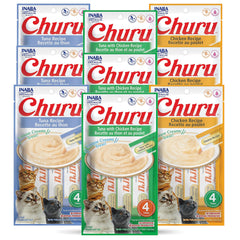 INABA Churu tuna-chicken variety pack front view, creamy tubes for hand-feeding bonding