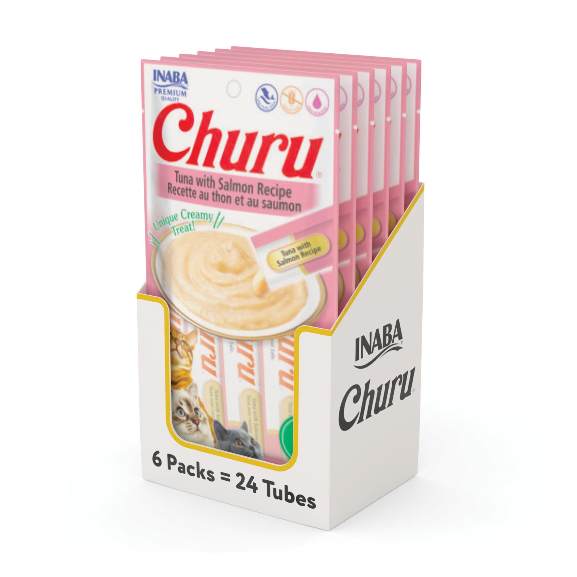 INABA Churu tuna with salmon tube hand-feeding for bonding and hydration.