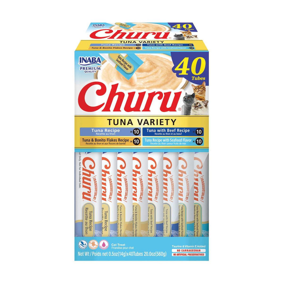 INABA Churu tuna tube close-up highlighting creamy texture for hydration.