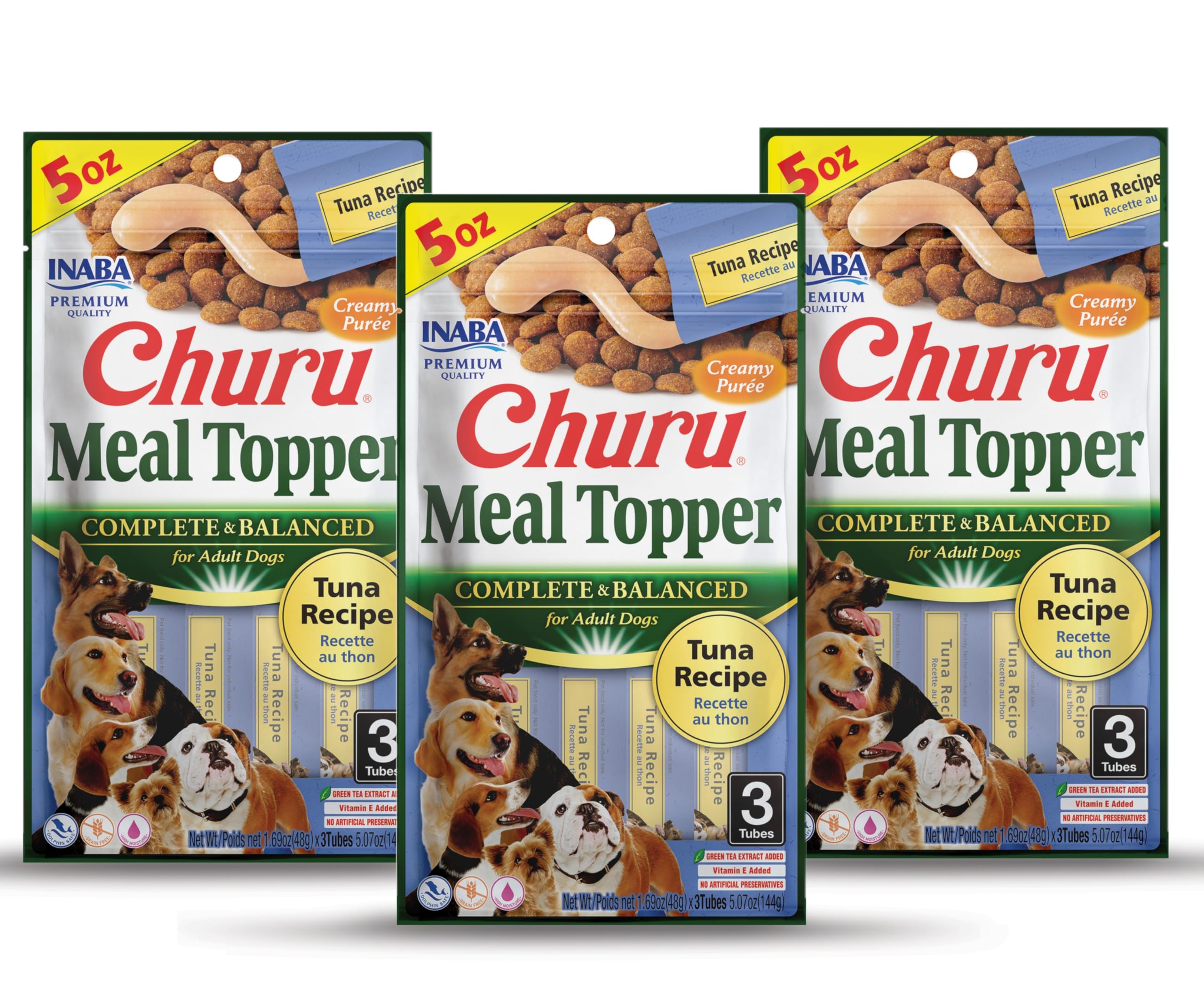 INABA Churu tuna-tube-front view highlighting a creamy topper for meals and hydration.