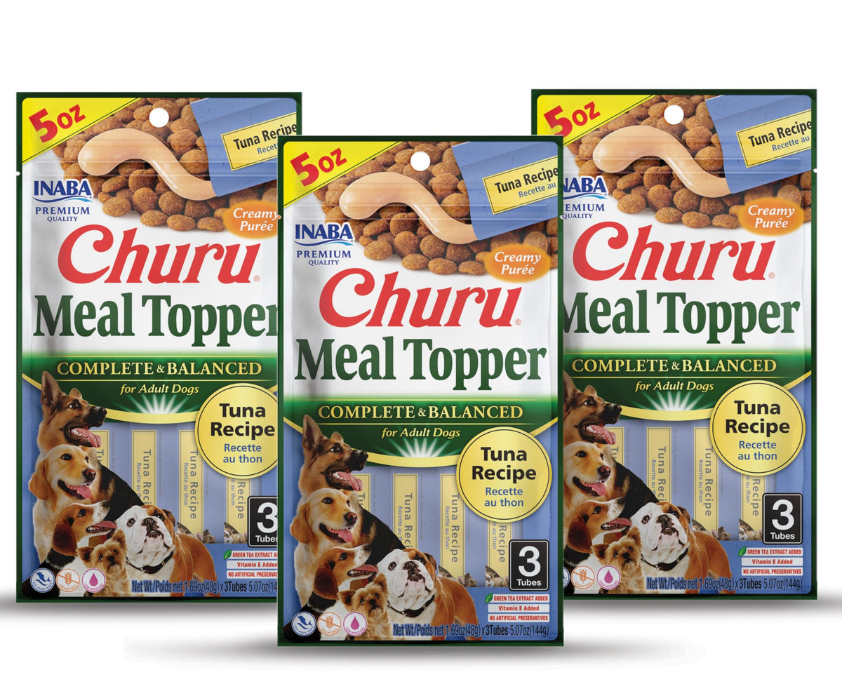 INABA Churu tuna-tube-front view highlighting a creamy topper for meals and hydration.