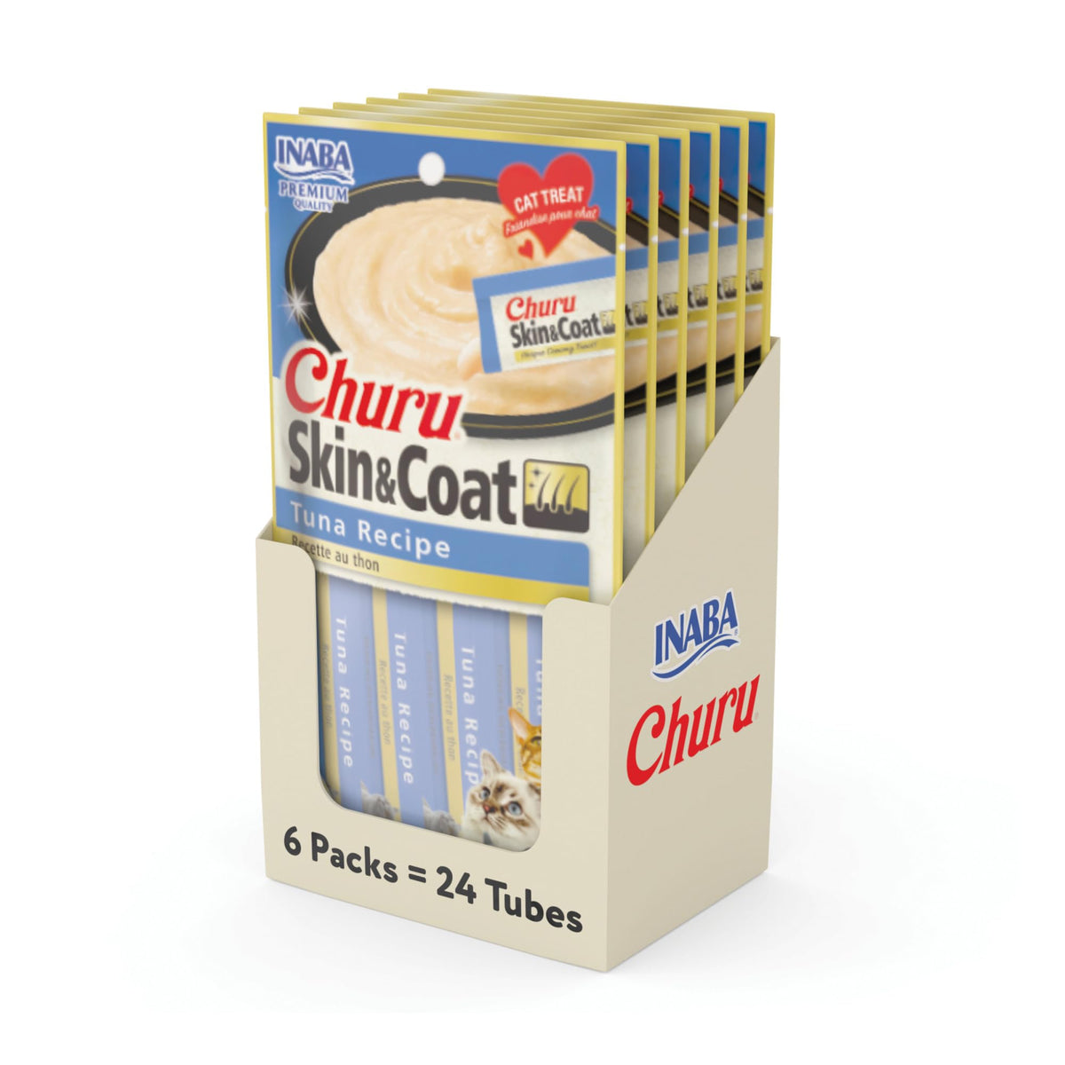 INABA Churu tuna tube in hand for quick, hydrating cat treat.