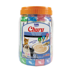 Inaba Churu tuna tube packaging highlights grain-free, high moisture cat treat.