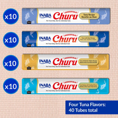 INABA Churu tuna variety box packaging showcases convenient 40-tube box.