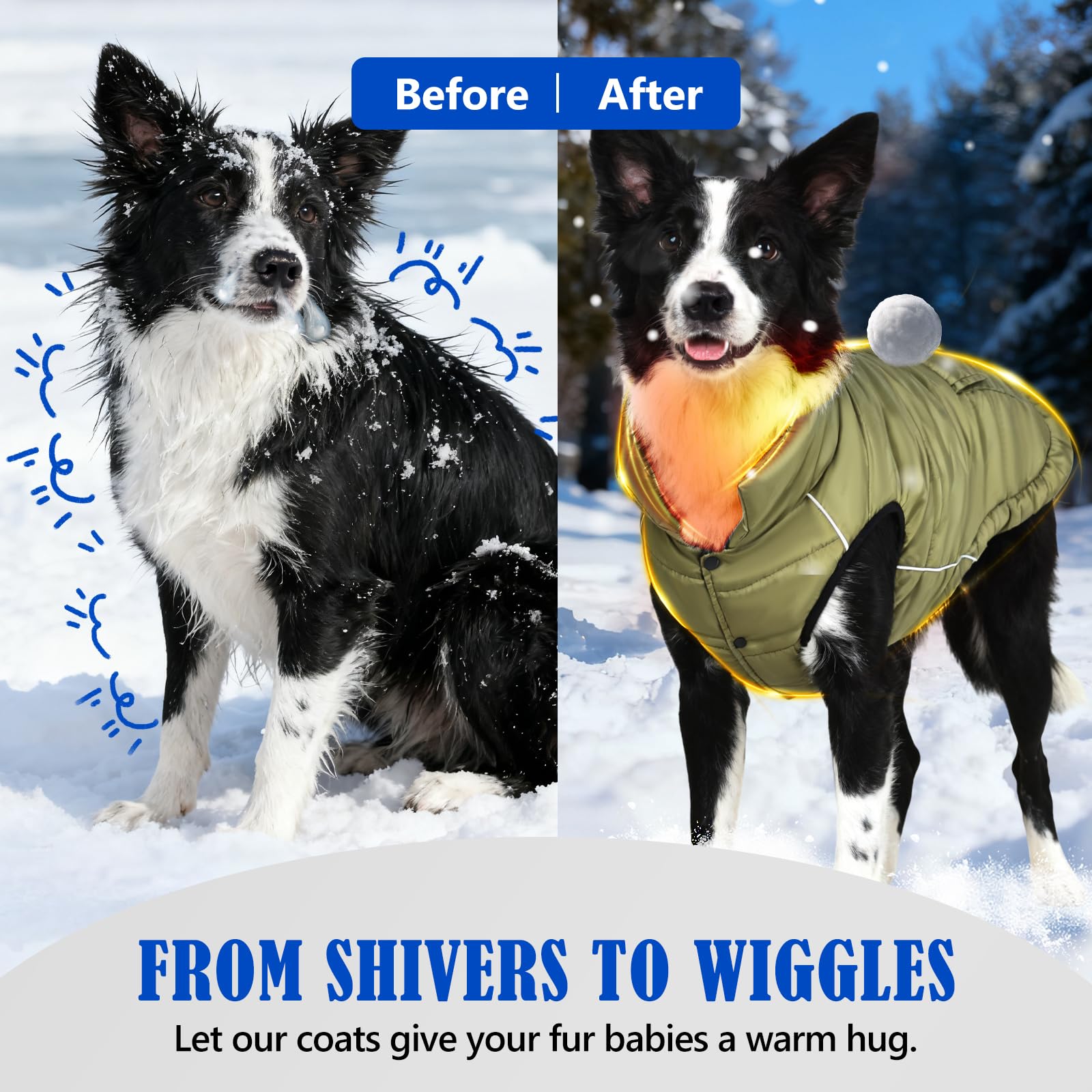 Inanil adjustable dual-snap fit ensures a snug, easy-to-use coat for growing dogs