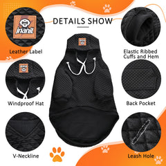Inanil dog hoodie back leash hole enables leash attachment without removal.